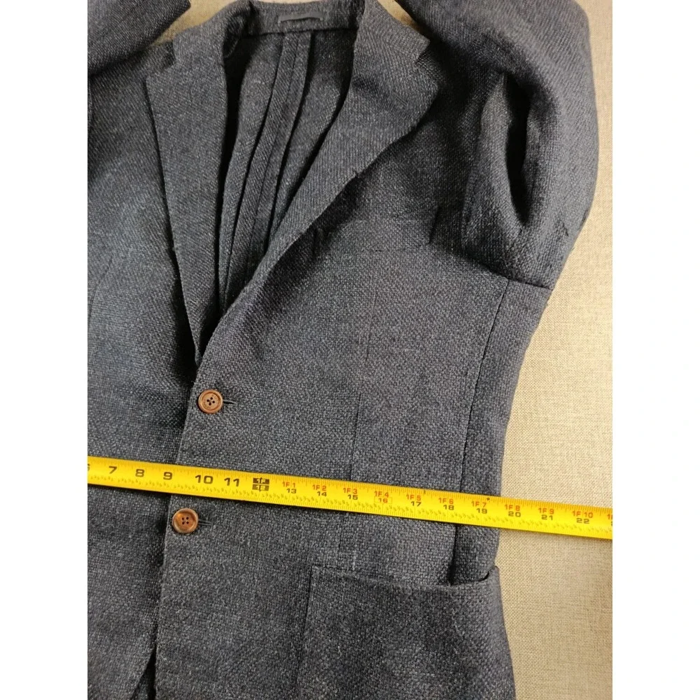 Proper Cloth Blazer Mens 40 R Blue Wool Cashmere Silk Linen Jacket Halg Lined